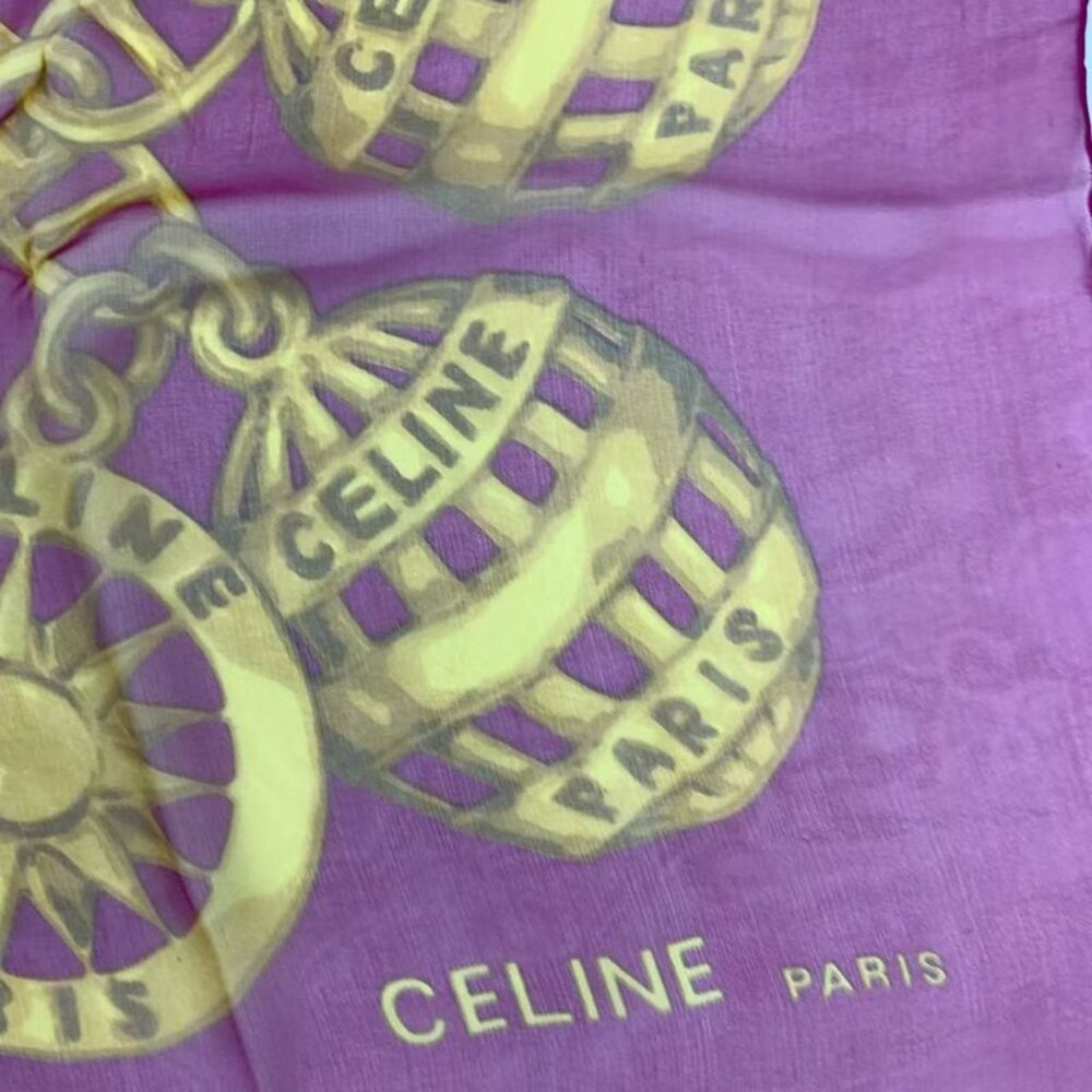 Celine Large 130 X130 cm Silk Scarf Stole Pink - Picture 6 of 8